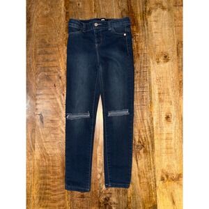 DKNY Girls Skinny Jeans Dark Wash Distressed Knee Size 6X